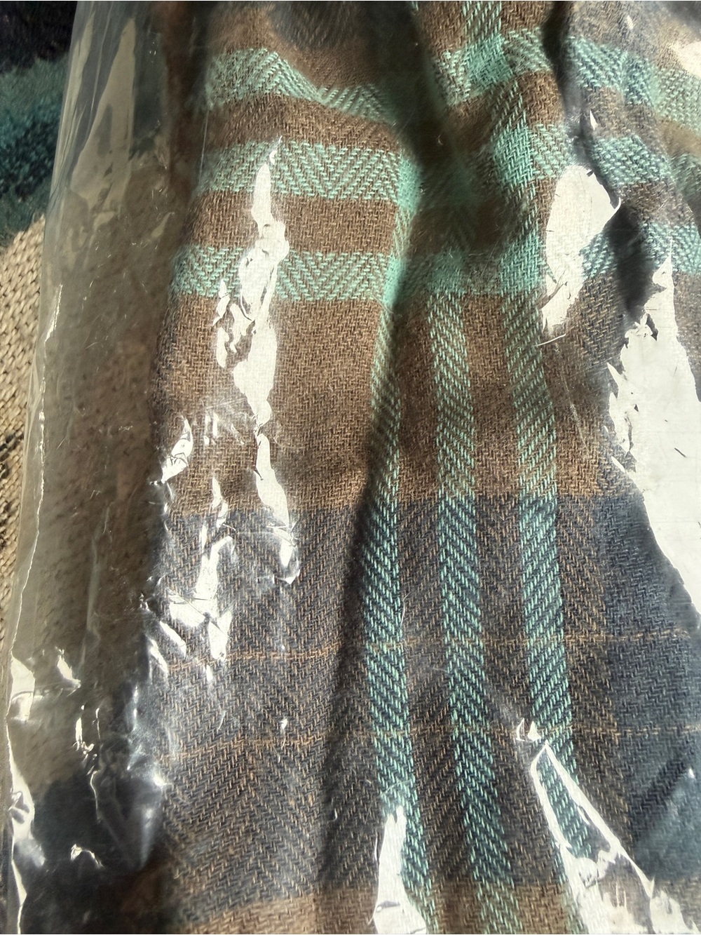Kids Plaid Pajama Bottoms - Brown & Blue - Picture 4 of 5